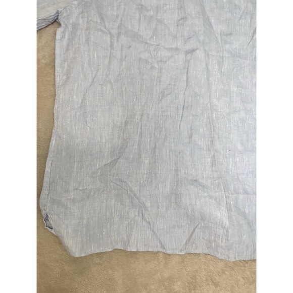 John Henric Sweden Mens Button Down Shirt Size XL Blue 100% Linen Casual NWT - Picture 9 of 11